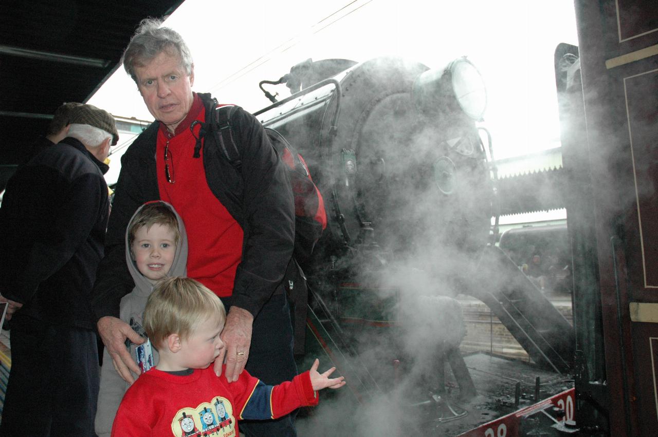 Peter, Jake and Flynn after train returned to Central during its 100th anniversary