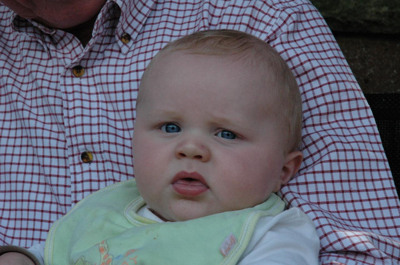 Baby Cooper in Peter's arms at Currey's, Engadine