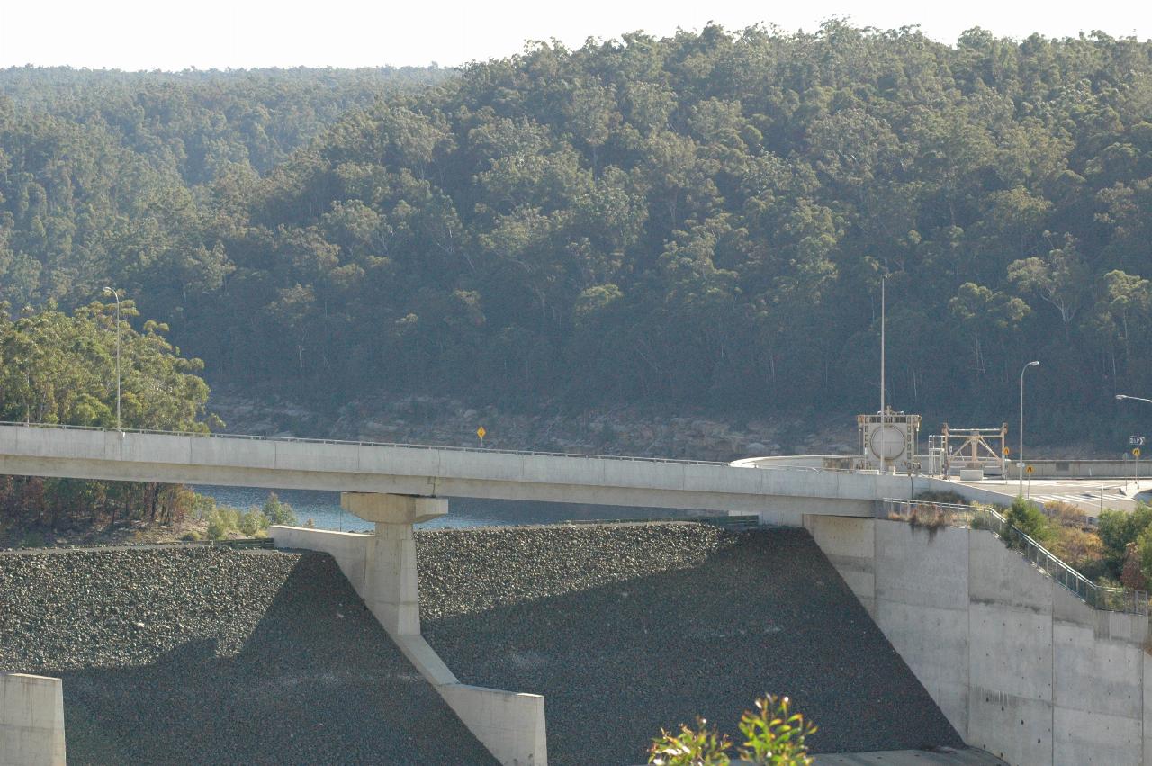 Warragamba Dam showing low water level - about 40%