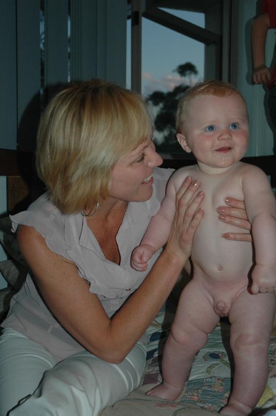 Kelly and Cooper after his bath