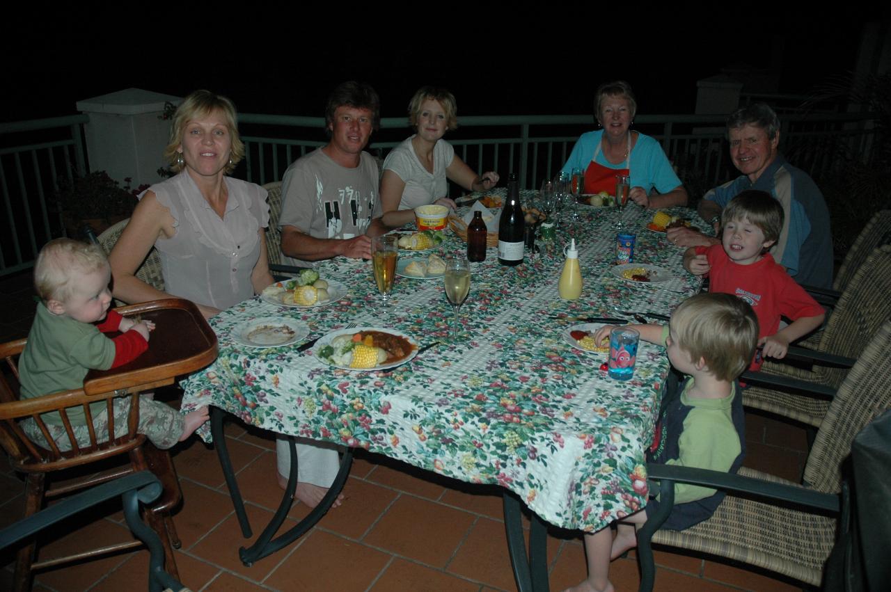 Family dinner night at Illawong; clockwise from left: Cooper, Kelly, Cameron, Michelle, Yvonne, Peter, Jake and Flynn