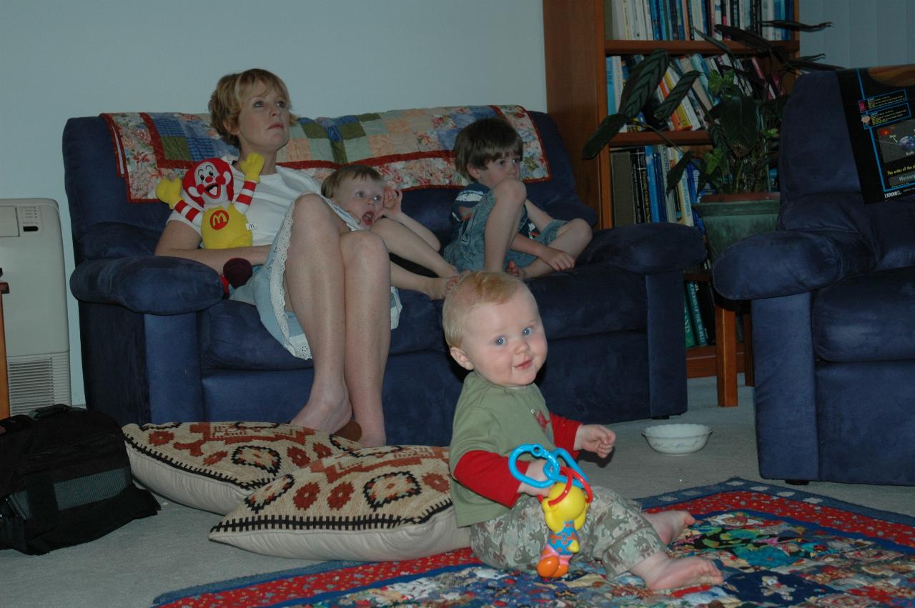 Michelle, Flynn, Jake and Cooper at Illawong for Michelle's birthday party