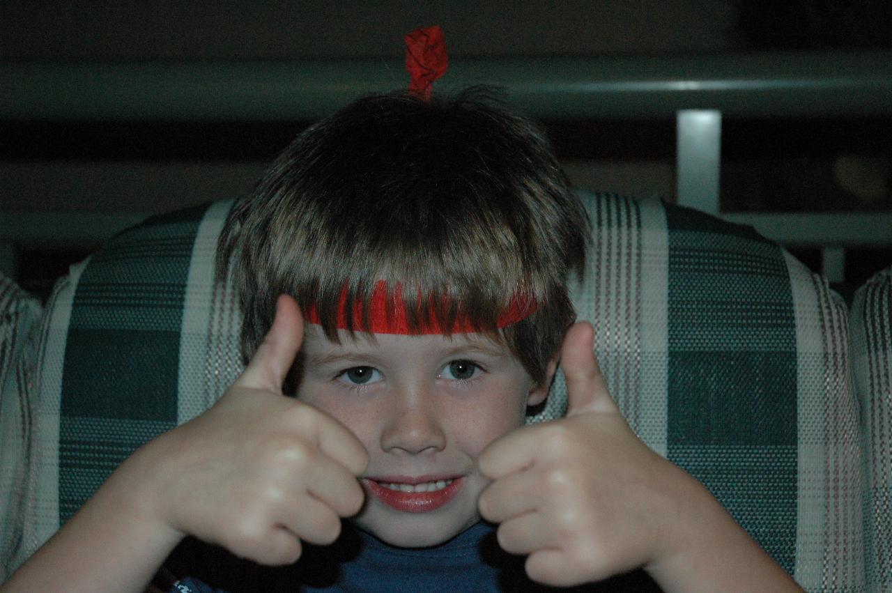 Jake's Indian head band at Michelle's birthday party at Illawong