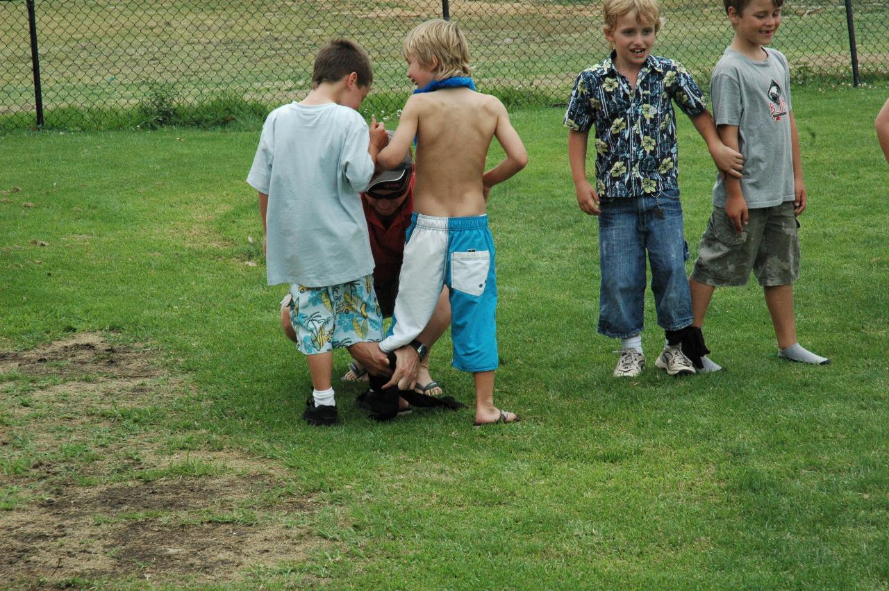 Tynan's 7th birthday party: A late entrant in the three legged race