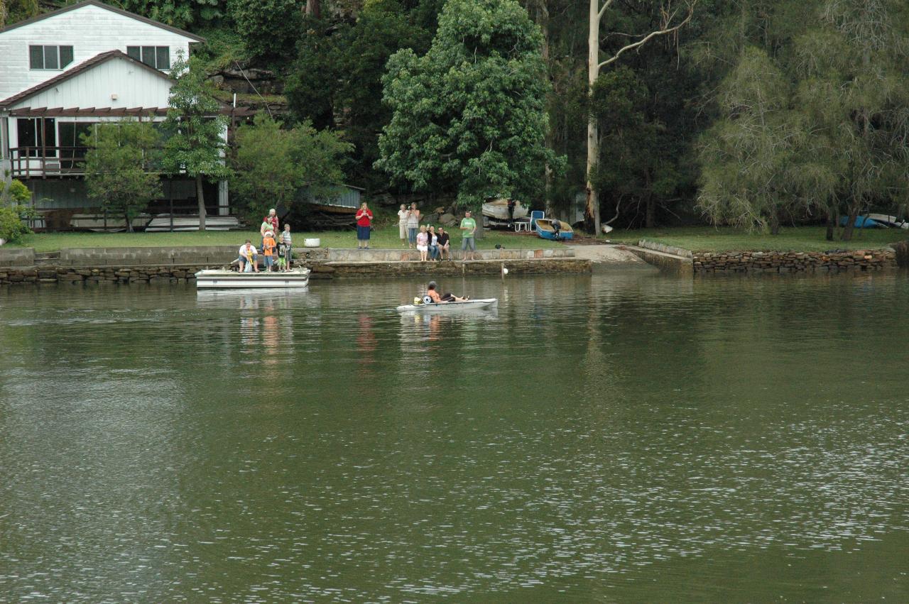 Christmas on Woronora: Peddle powered boat waiting for Santa