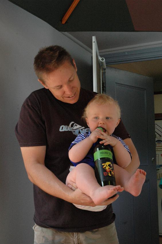 Christmas at Currey's: Glenn giving Cooper lessons about drinking