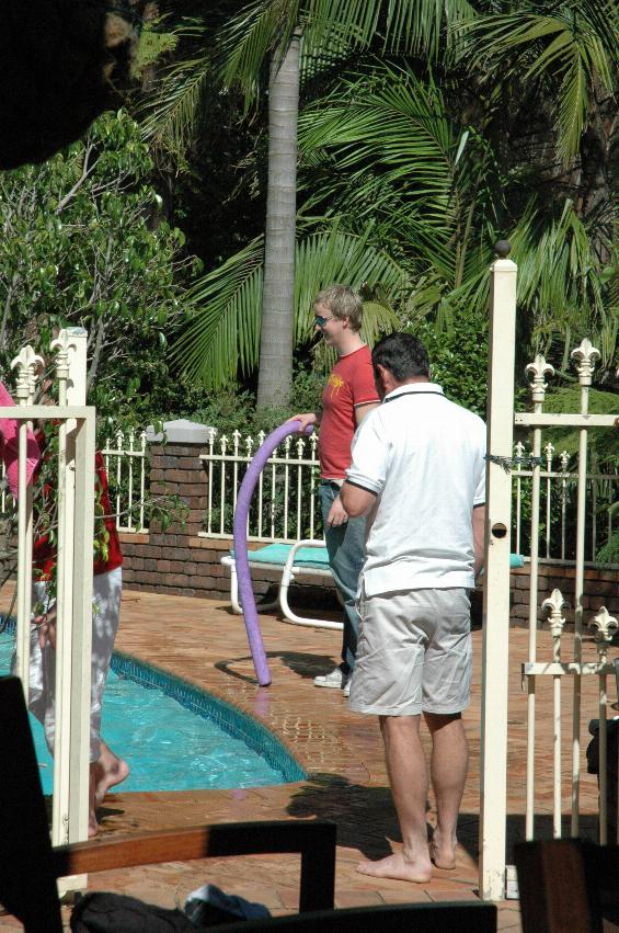 Christmas at Currey's: Keiran around the pool