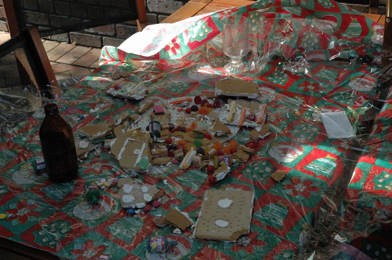 Christmas at Currey's: Remains of ginger bread house