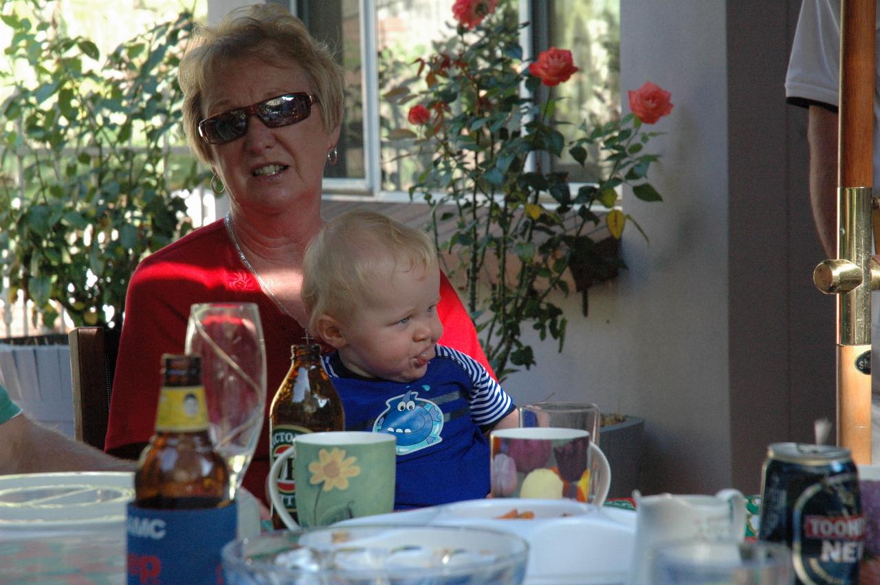 Christmas at Currey's: Yvonne with Cooper who is showing off