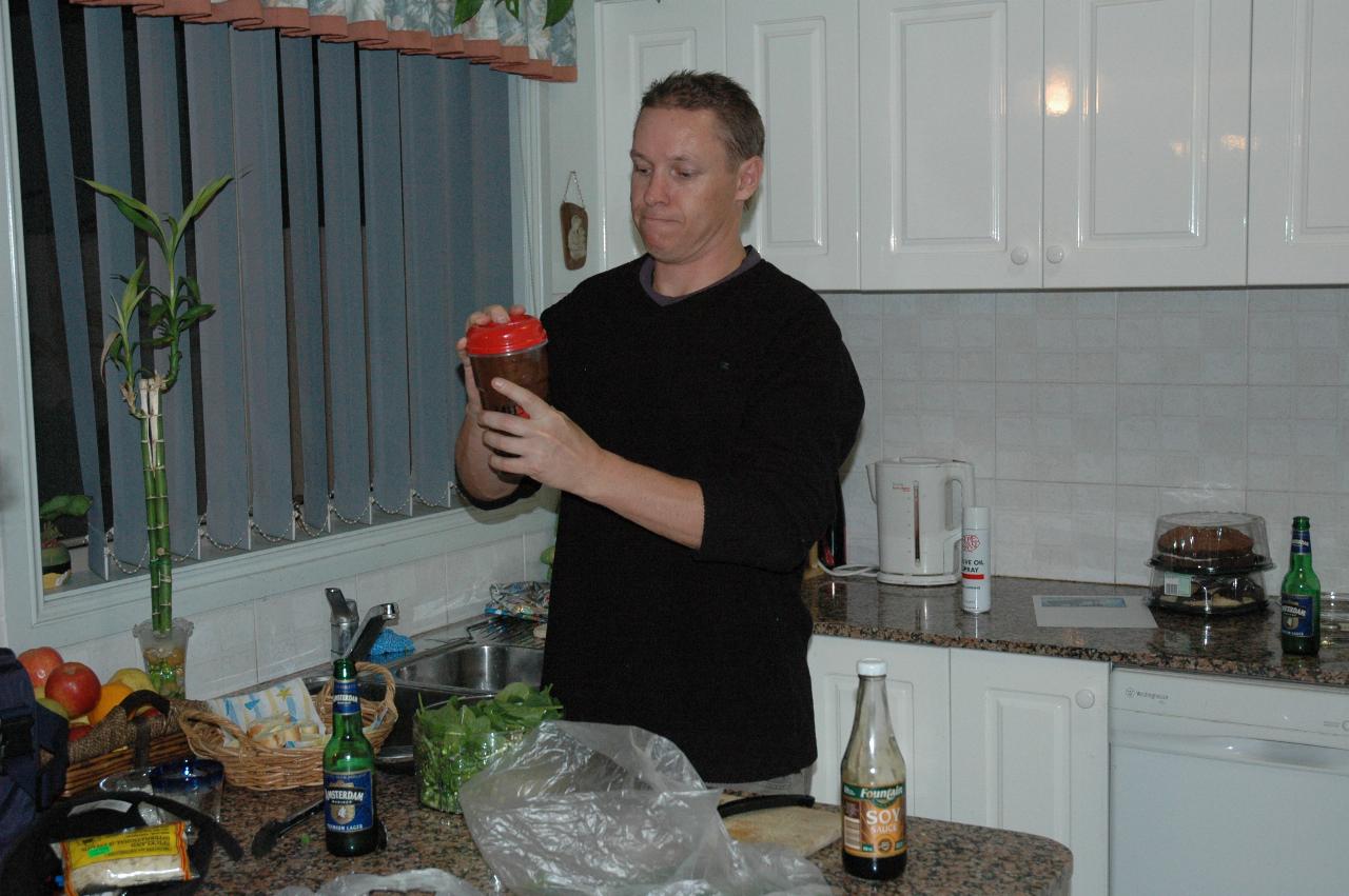 Glenn Wallace making the salad