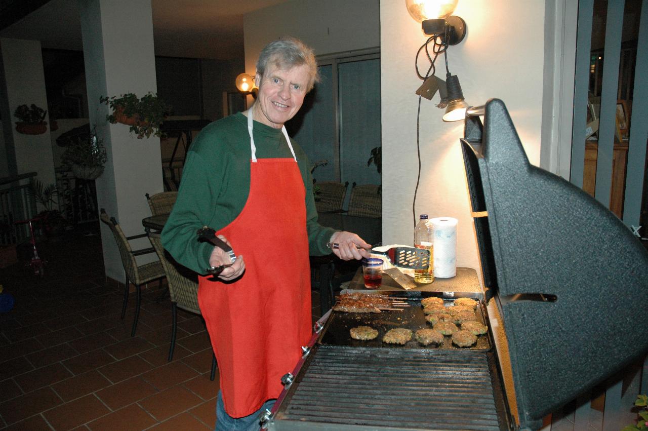 Peter Harris cooking away for Yvonne's birthday