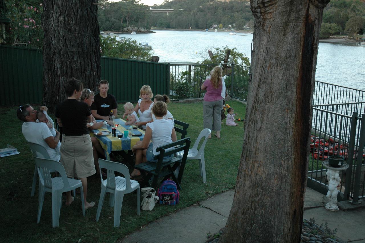 Gathering outside at Cam & Shell's