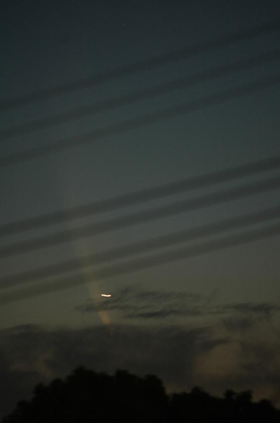 Comet McNaught as seen from Gibson Avenue with passing plane headed in to Mascot