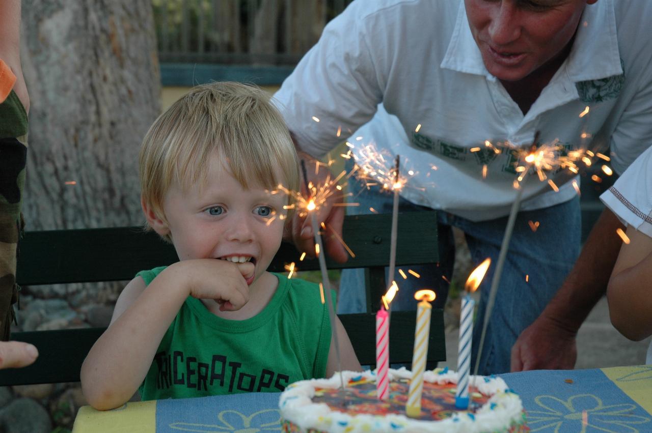 Flynn's third birthday: The birthday cake in full flame