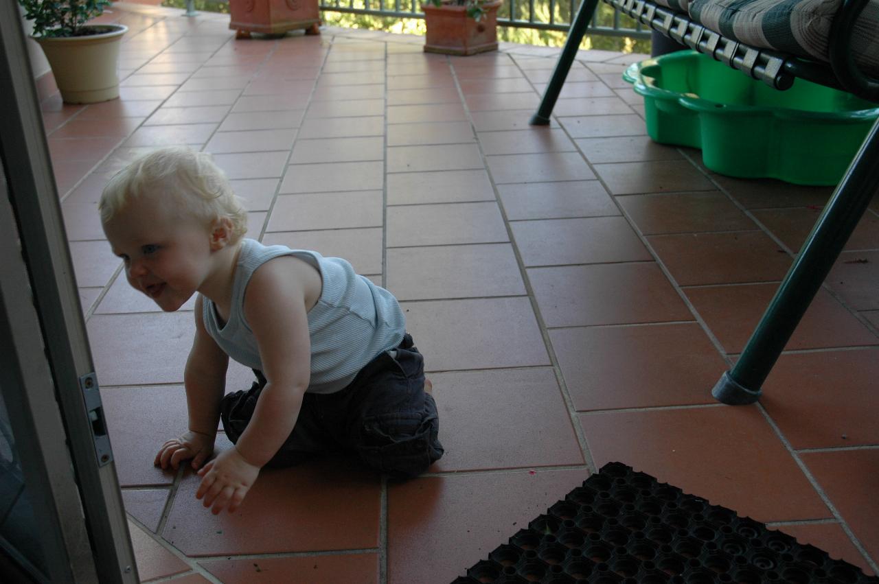 Cooper's First Birthday: Cooper on the verandah