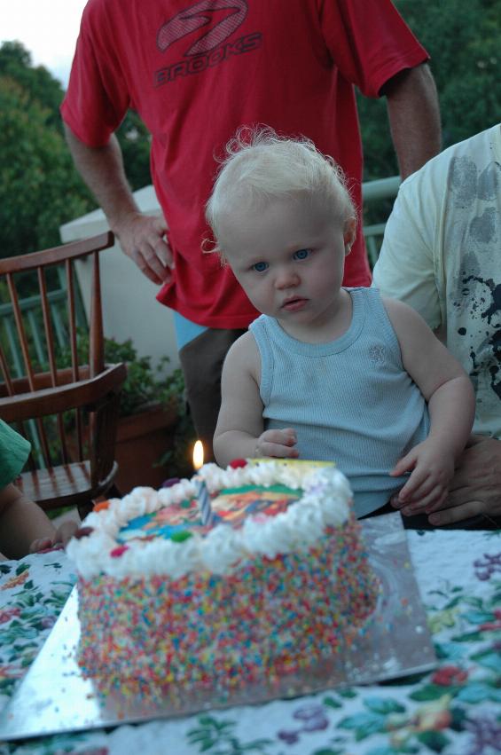 Cooper's First Birthday: Cooper looks confused by his cake