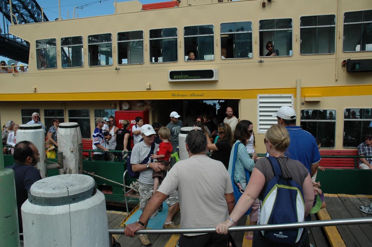 Luna Park Day: Peter carrying Flynn off the ferry at Milsons Point