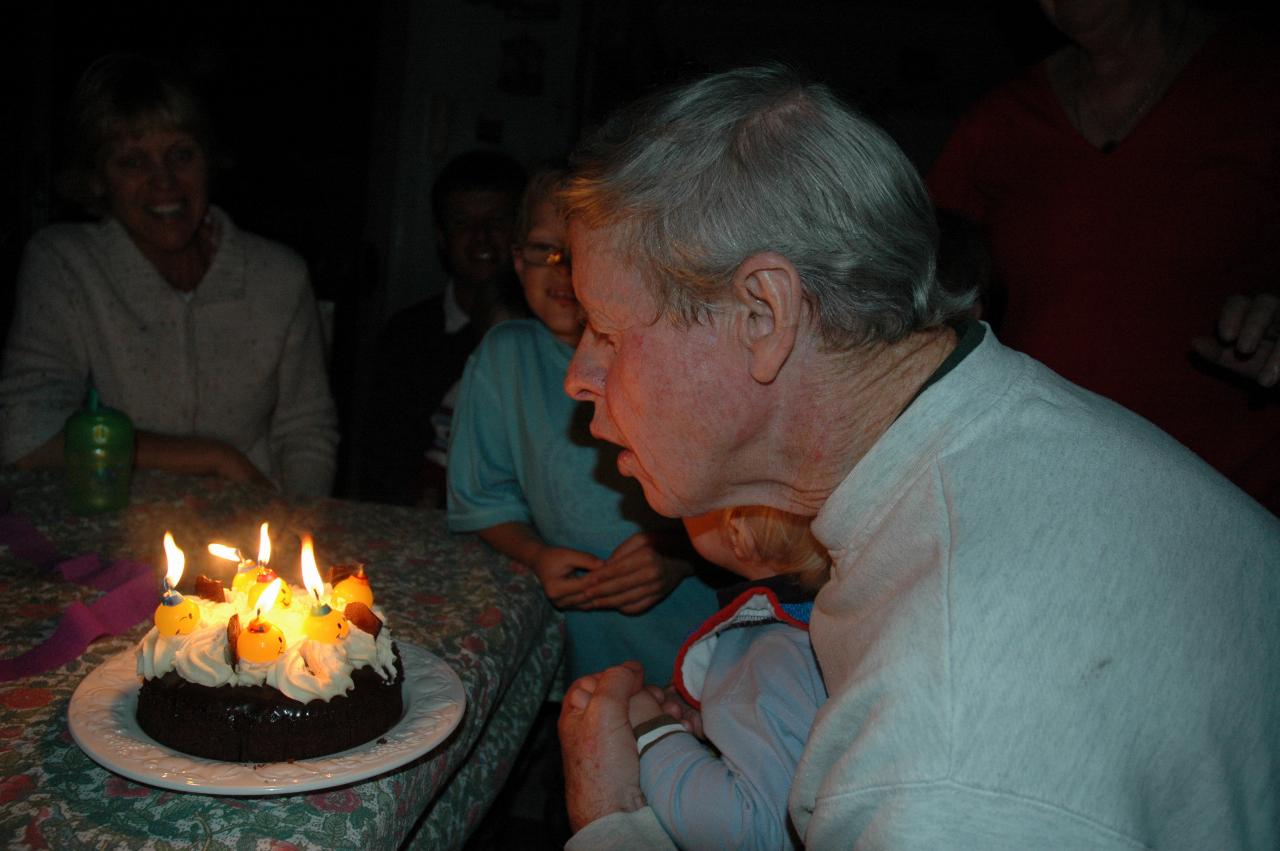 Peter's 66th Birthday: Birthday Boy blowing out the candles