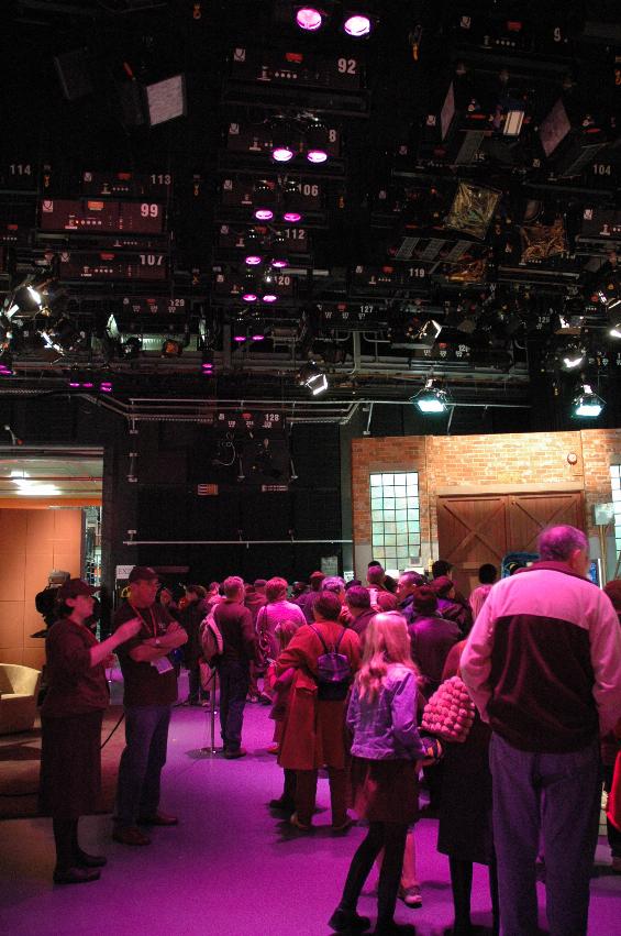 Crowd and ceiling lights in studio 22