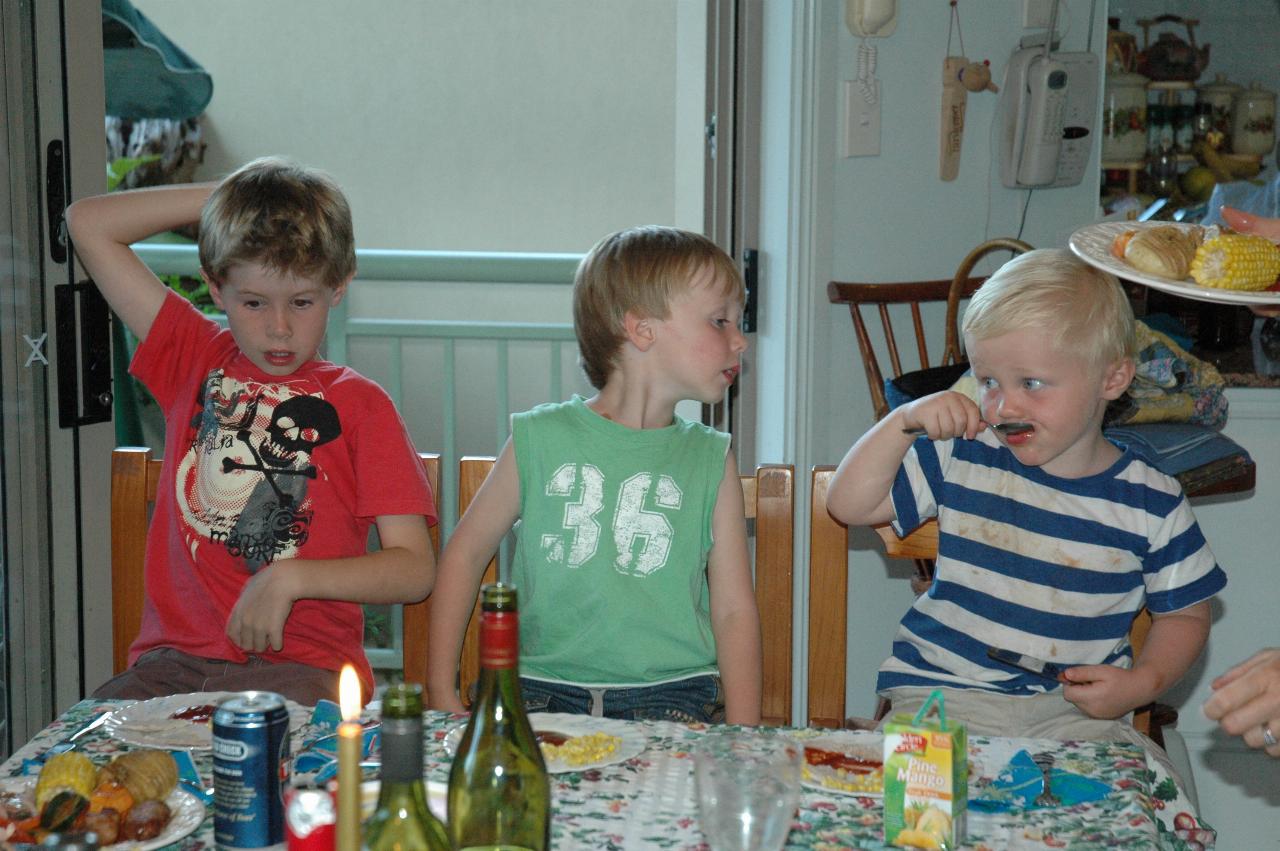 McKinley visit: Jake, Flynn and Cooper waiting for dinner