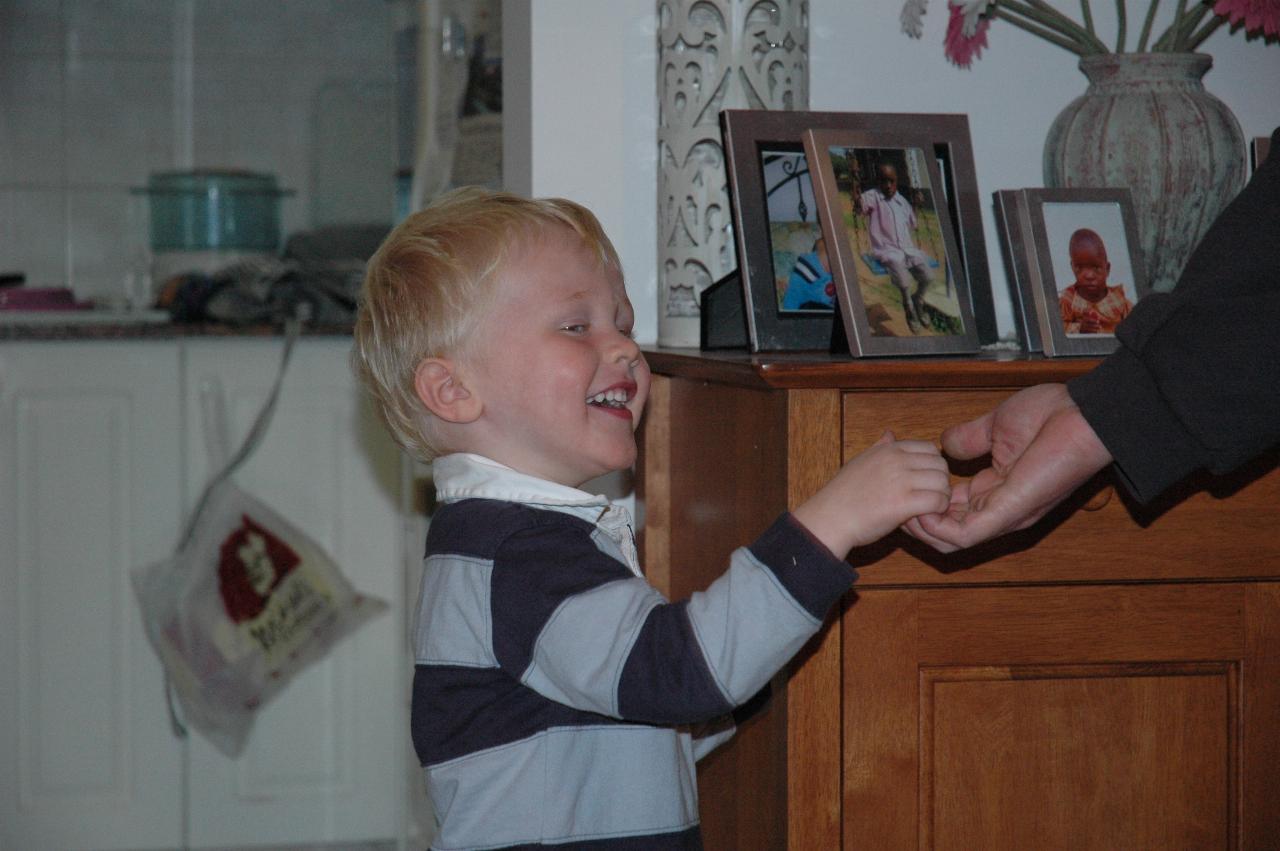 Jake Croft's 7th birthday: Cooper returning the balloon to Cameron to blow up again