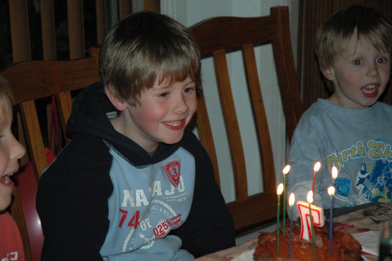 Jake Croft's 7th birthday: Excited Jake and Flynn getting ready to blow out the candles