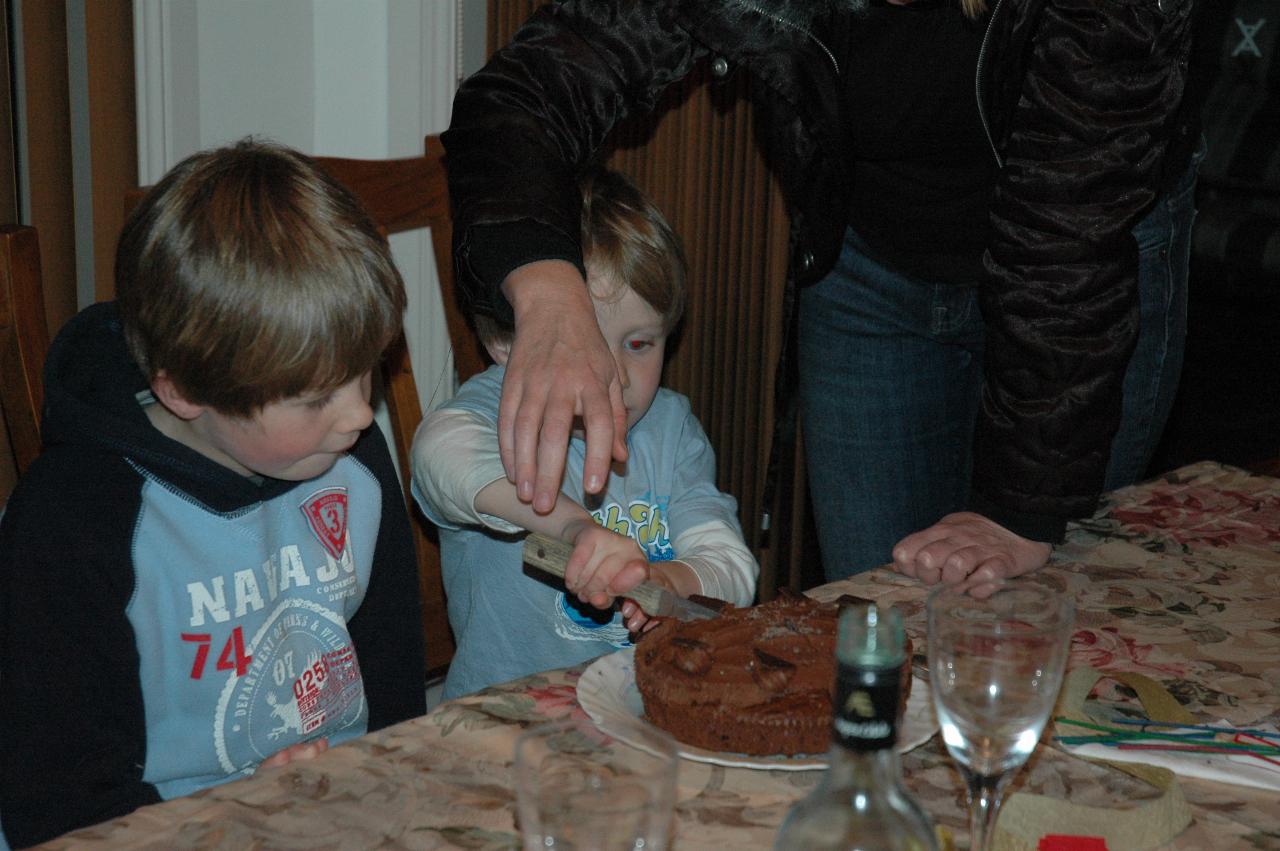 Jake Croft's 7th birthday: Flynn cuts the cake after Jake cut his bit