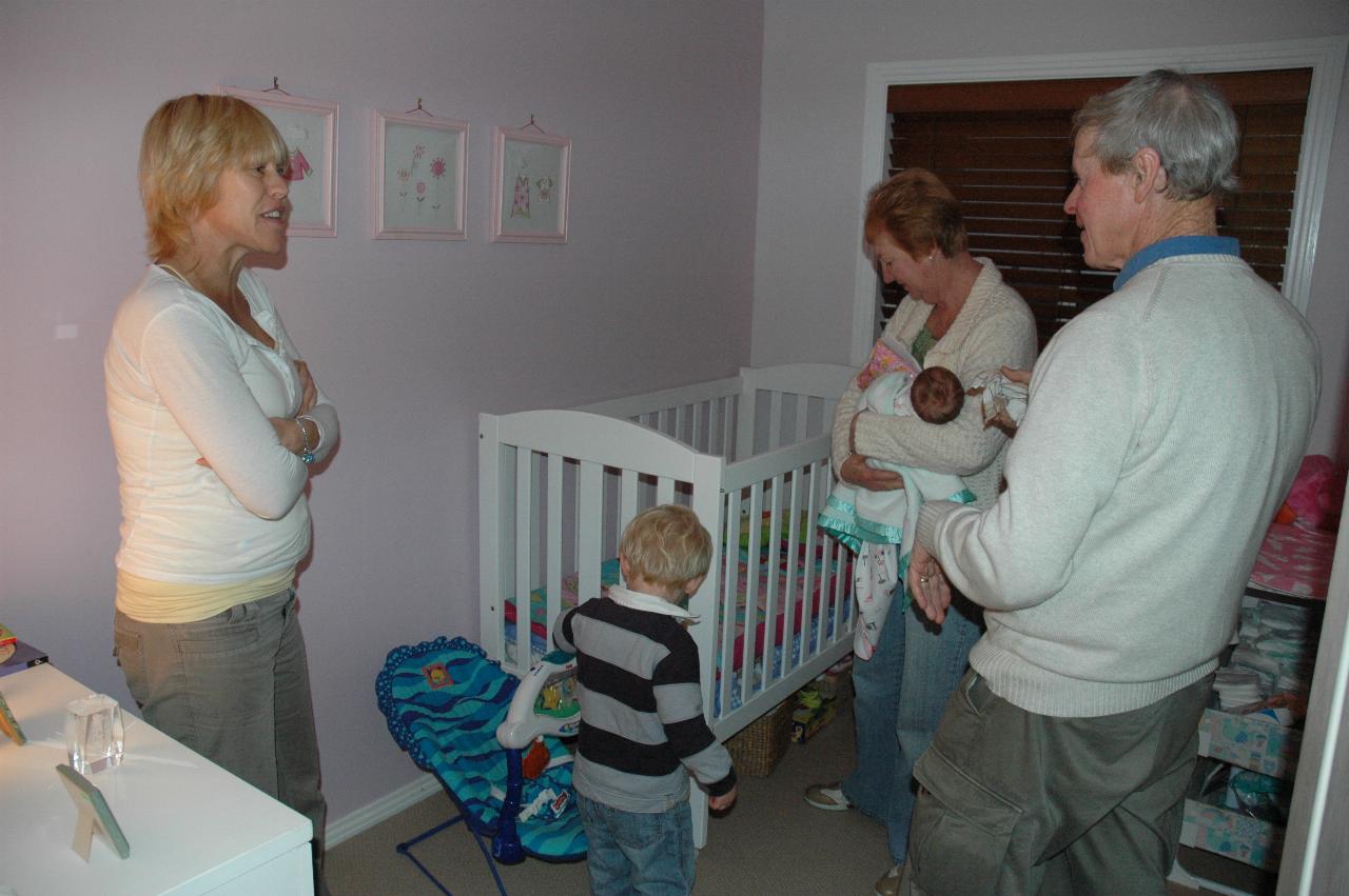 Kelly, Cooper, Yvonne with Lily and Peter in the Kurnell nursery