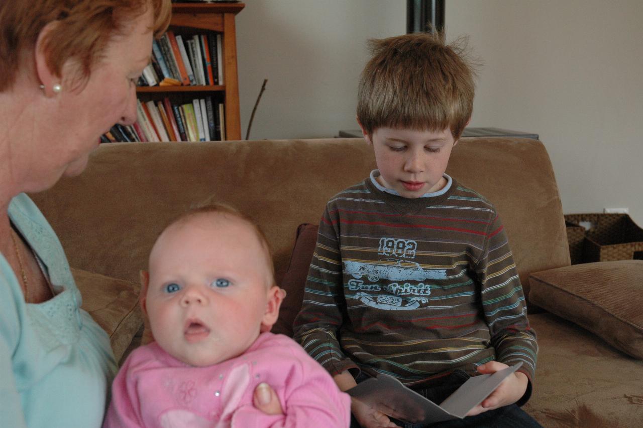 Cousins - Lily Wallace in Yvonne's arms with Jake Crofts