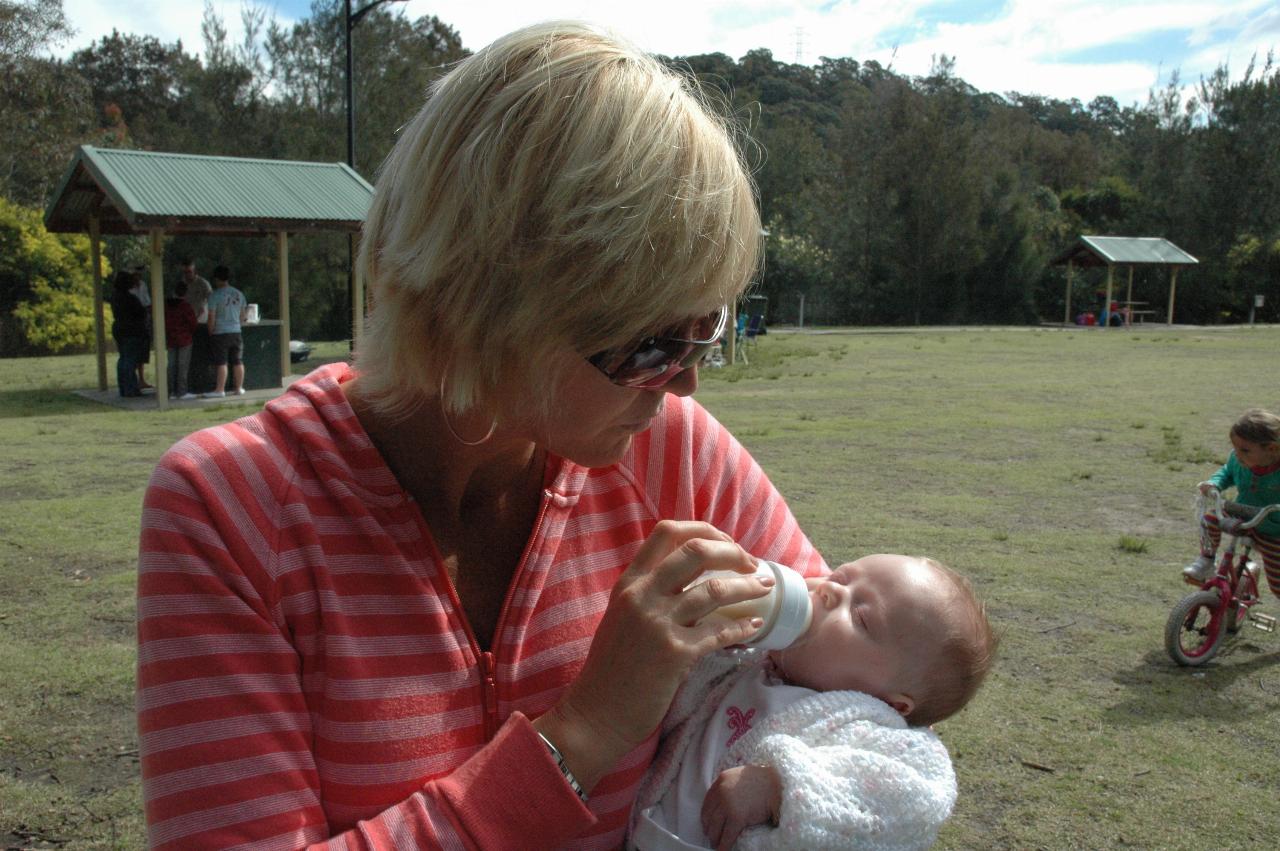 Fathers Day at Burnum Burnum Reserve: Kelly feeding Lily