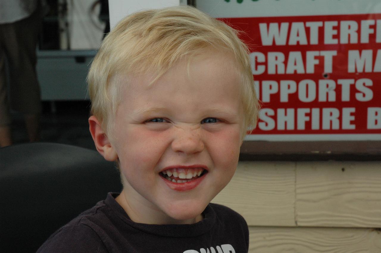 Cooper with his best smile at Como Marina for lunch