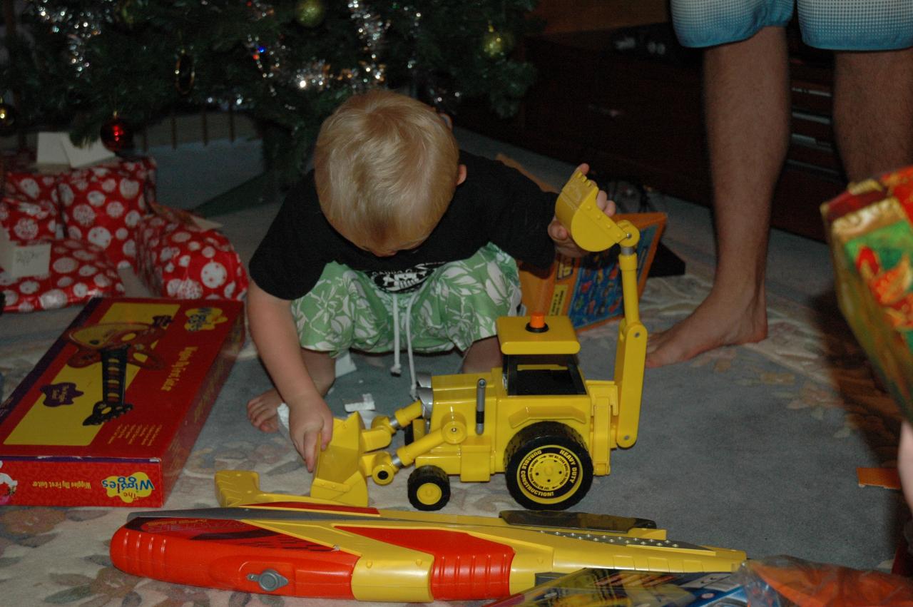 Christmas dinner at Illawong: Cooper's favourite present - a front end loader