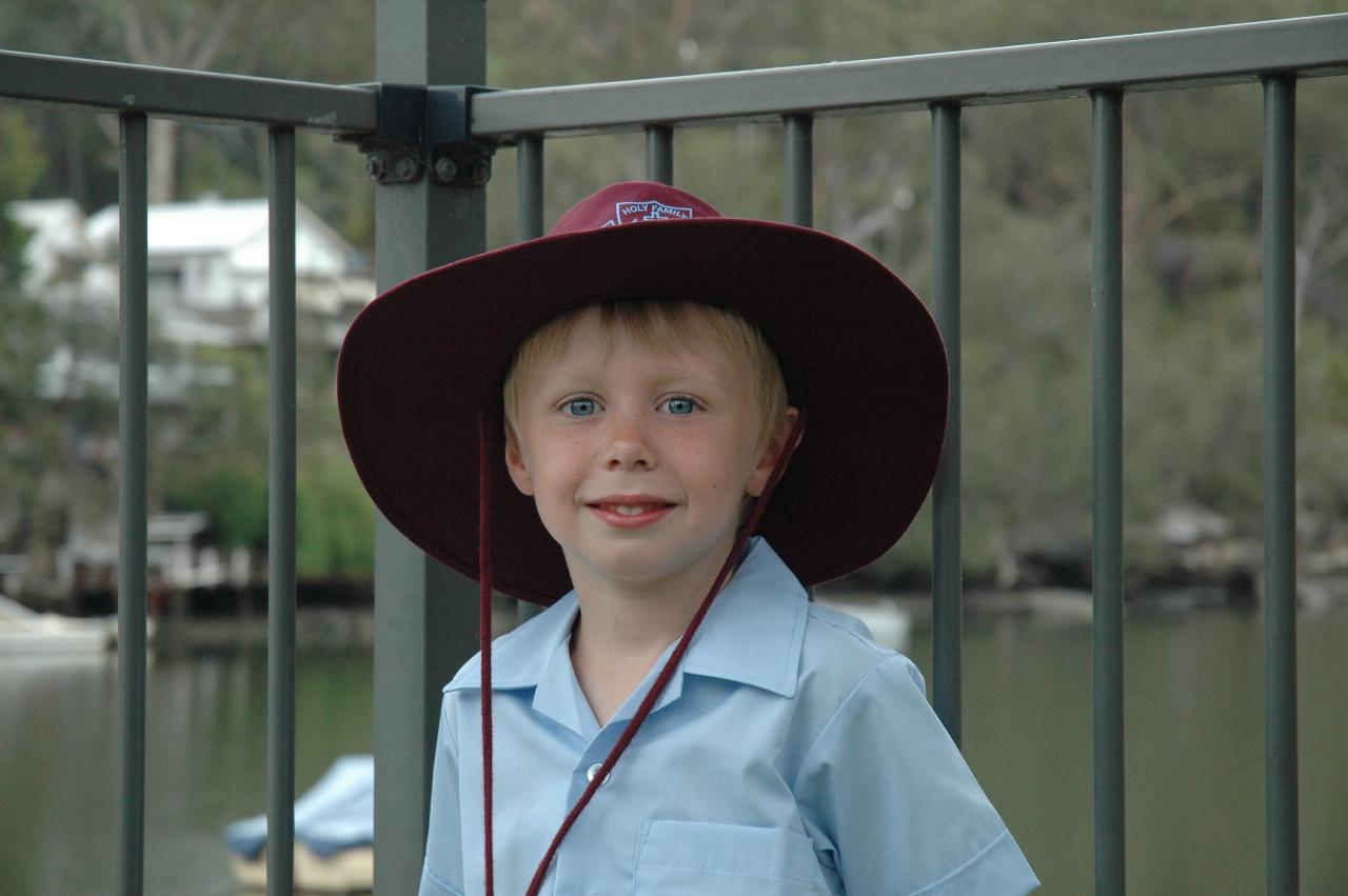 Flynn wearing hat