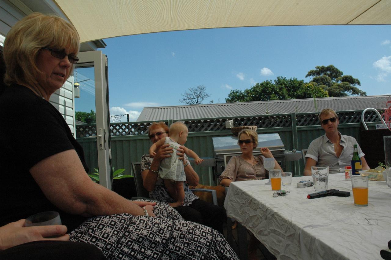 Lily's Baptism: Bev, Yvonne and Lily, Michelle, and Keiran