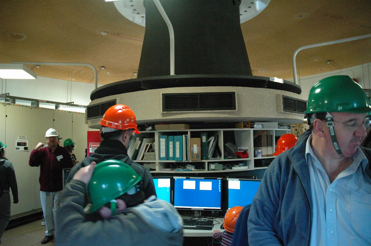 Middle of circular room with telescope control equipment