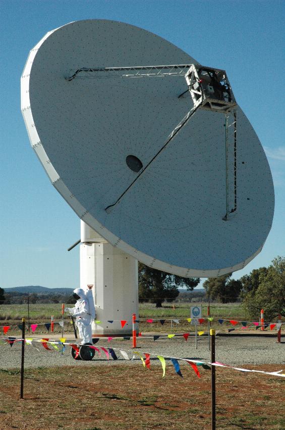 A 12 metre dish on metal pedestal