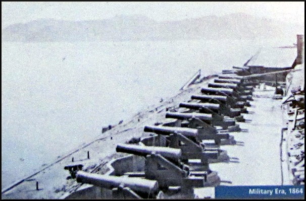 Photo of gun emplacement along shore