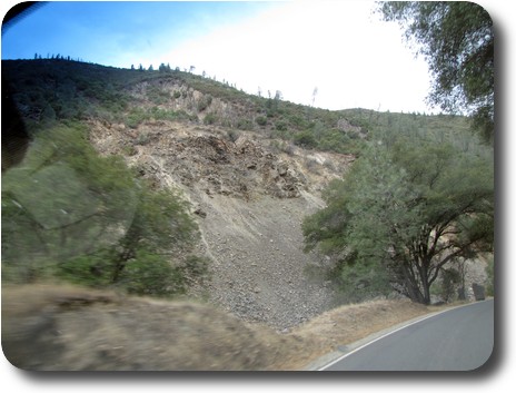 Hill side with a rock slide at the bottom