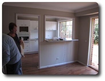 Kitchen with serving counter to dining room