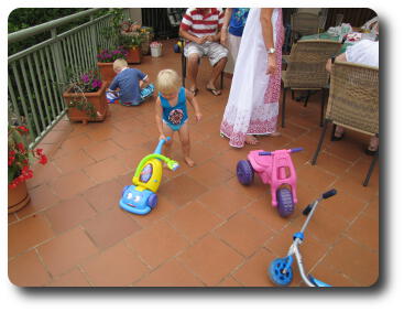 Children playing with above toys