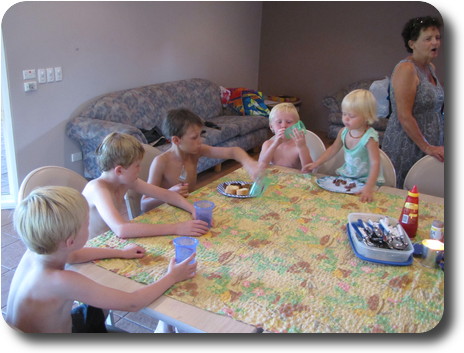 Youngsters around table