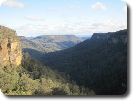 Deep valley with sandstone cliffs