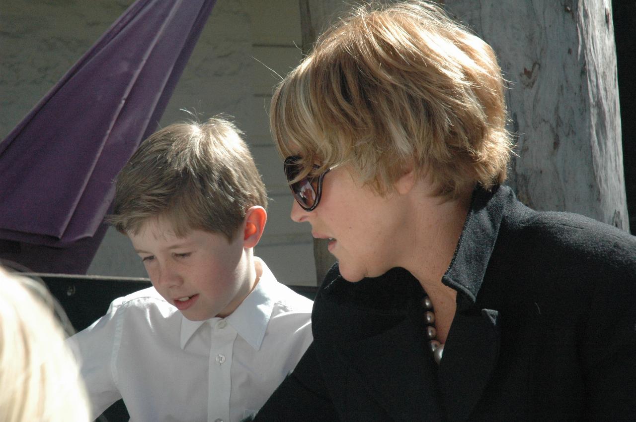 Mother and son apparently reading