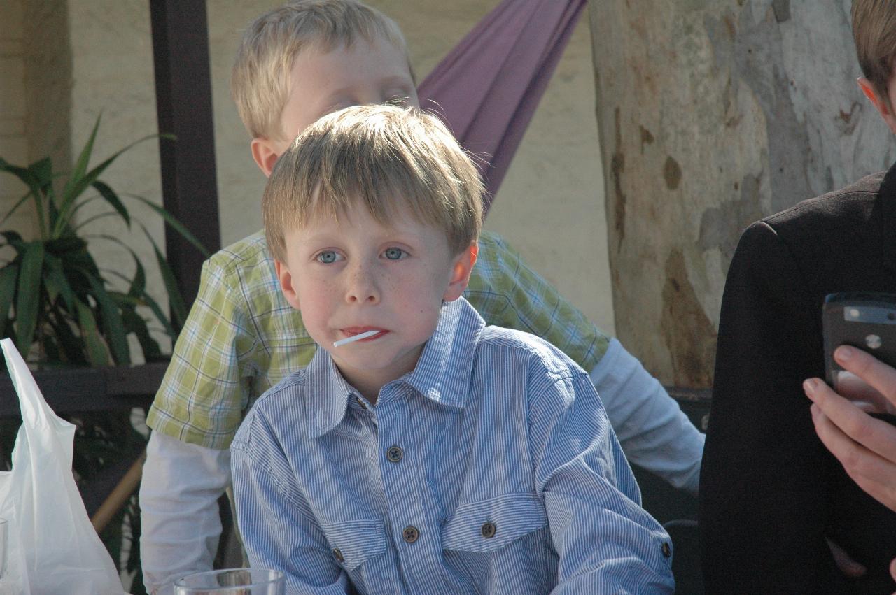 Boy with lolly in mouth