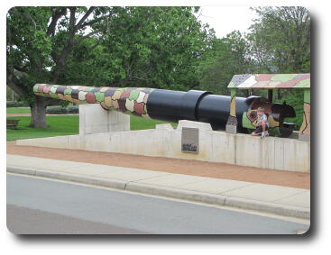 Large gun barrel on side of road