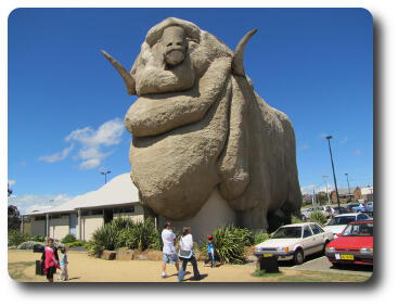 Four storey high sheep in parking lot