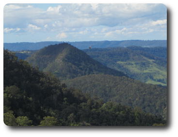 Tree covered hills into the distance