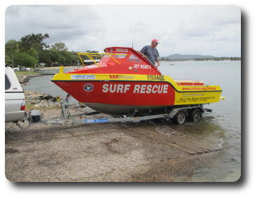 Jet boat out of water solely on trailer