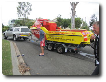 Trailer out of water for easing securing adjustments