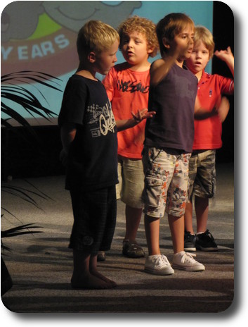 Four children going through the counting part of 